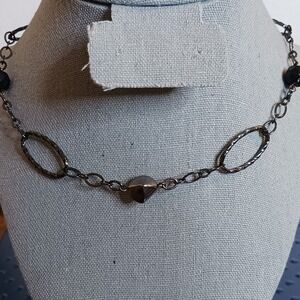 Gunmetal Black Bead Express‎ Chain Necklace Womens Geometric Link